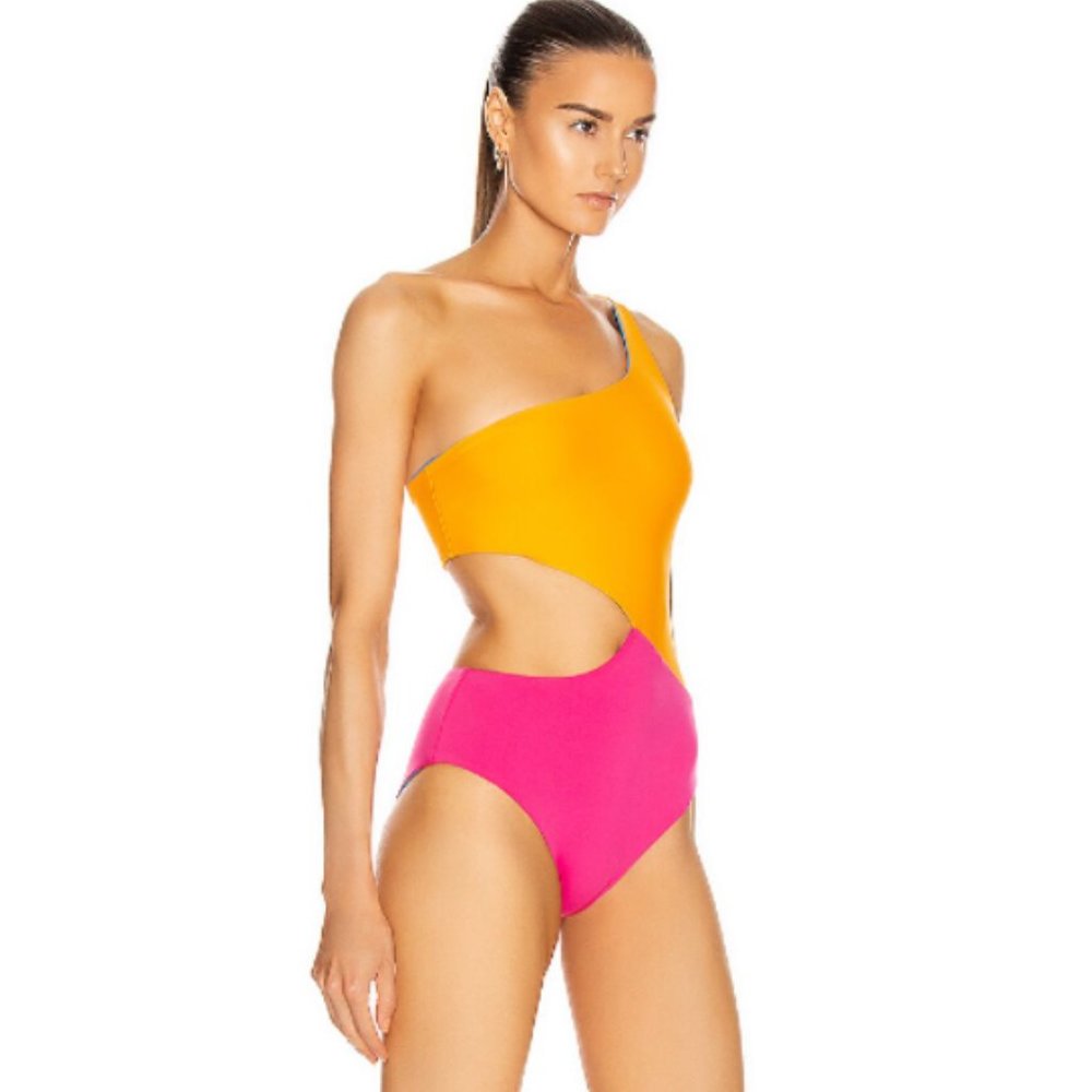 Solid & Striped Claudia Reversible 2-in-1 One Shoulder Cut-Out Swimsuit XL, NWT